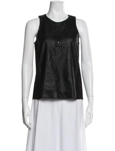 Pre-owned Neiman Marcus Crew Neck Sleeveless Top In Black