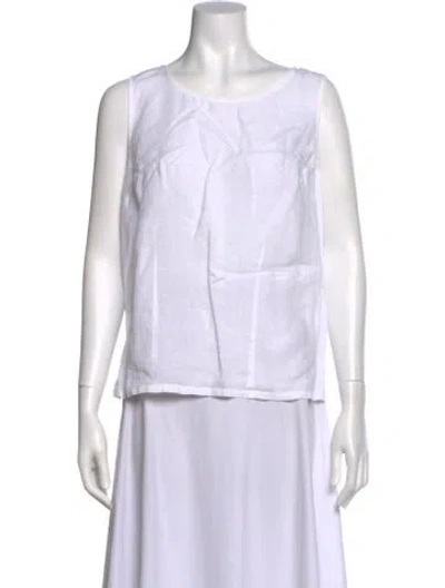 Pre-owned Neiman Marcus Crew Neck Sleeveless Top In White