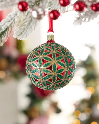 Neiman Marcus Crimson Enchantment Glass Christmas Ornament In Multi