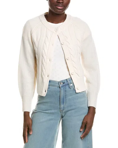 Neiman Marcus Crop Wool & Cashmere-blend Cardigan In White