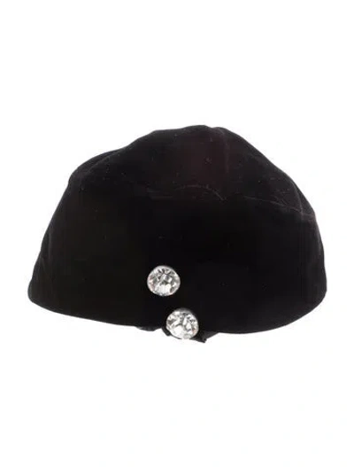 Pre-owned Neiman Marcus Crystal Embellished Hat In Black
