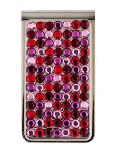 Pre-owned Neiman Marcus Crystal Embellished Money Clip W/tags In Silver