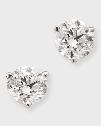 Neiman Marcus Diamonds 18k White Gold Round Diamond Gh/vs2-si1 Martini Stud Earrings, 0.87tcw In Metallic