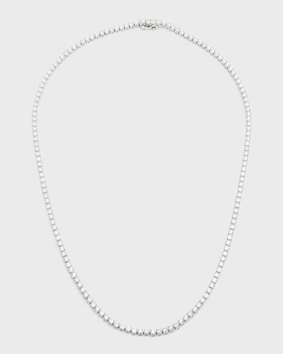 Neiman Marcus Diamonds 18k White Gold Round Diamond Line Necklace, 10.0tcw, 18"l In Metallic