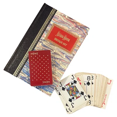 Pre-owned Neiman Marcus Double Deck Boxed Set Of Bridge Playing Cards In Book Case By  In Sand