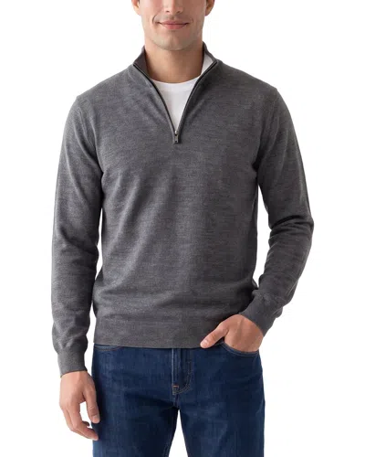 Neiman Marcus Double Face Wool-blend 1/4-zip Sweater In Black