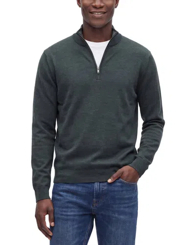 Neiman Marcus Double Face Wool-blend 1/4-zip Sweater In Green