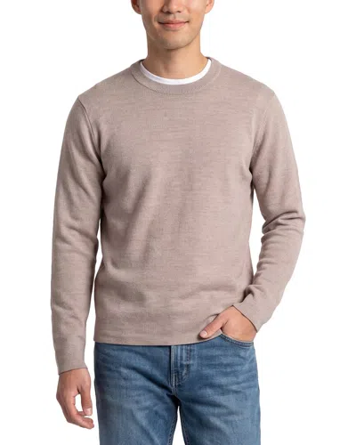 Neiman Marcus Double Face Wool-blend Crewneck Sweater In Brown