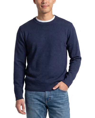 Neiman Marcus Double Face Wool-blend Crewneck Sweater In Navy