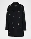 Neiman Marcus Double-faced Cashmere Embellished Coat In Black