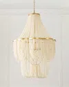 Neiman Marcus Draped Wood Bead 3-light Chandelier - 42.5"