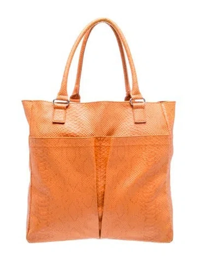 Pre-owned Neiman Marcus Embossed Leather Shoulder Bag In Orange