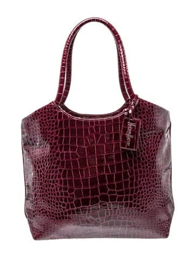 Pre-owned Neiman Marcus Embossed Leather Shoulder Bag In Purple