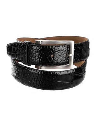 Pre-owned Neiman Marcus Embossed Leather Waist Belt In Black