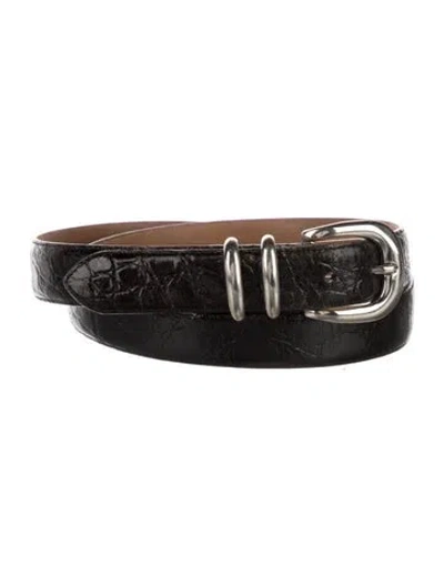 Pre-owned Neiman Marcus Embossed Leather Waist Belt In Black