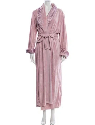 Pre-owned Neiman Marcus Embroidered Accent Robe In Pink