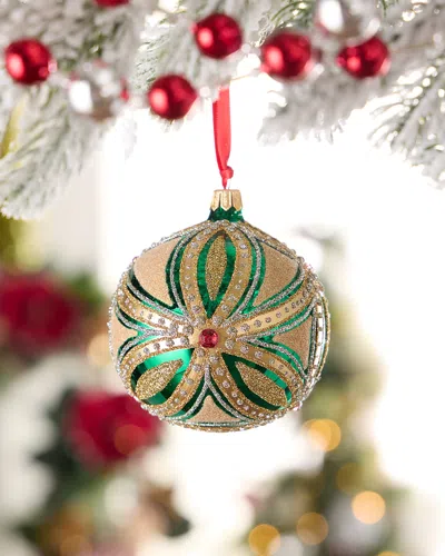 Neiman Marcus Emerald Essence Glass Christmas Ornament In Multi