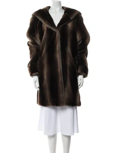 Pre-owned Neiman Marcus Faux Fur Coat In Brown