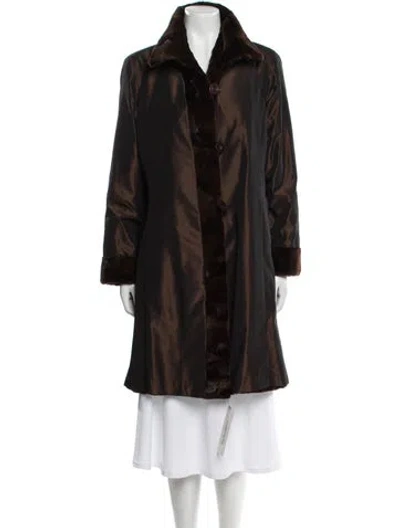 Pre-owned Neiman Marcus Faux Fur Coat In Brown