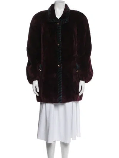 Pre-owned Neiman Marcus Faux Fur Coat In Burgundy