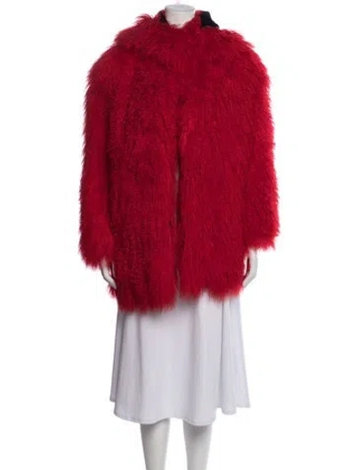 Pre-owned Neiman Marcus Faux Fur Coat In Red