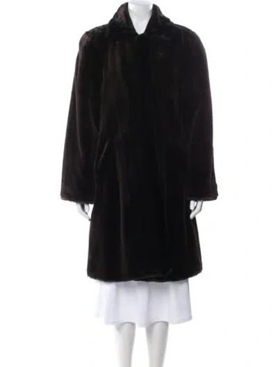 Pre-owned Neiman Marcus Faux Fur Faux Fur Coat In Black