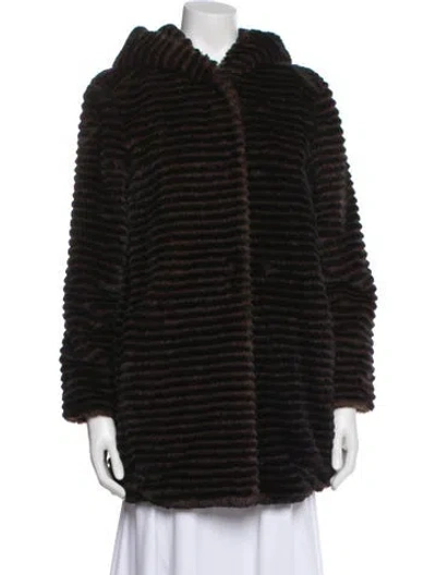 Pre-owned Neiman Marcus Faux Fur Faux Fur Coat In Black