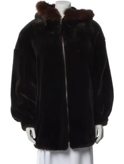 Pre-owned Neiman Marcus Faux Fur Faux Fur Coat In Black