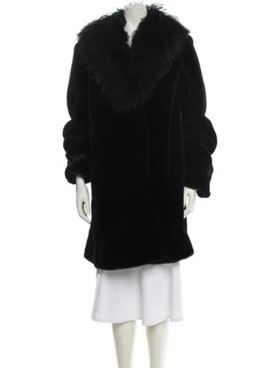 Pre-owned Neiman Marcus Faux Fur Faux Fur Coat In Black