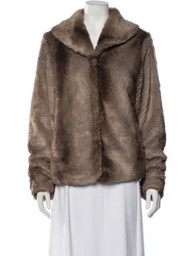 Pre-owned Neiman Marcus Faux Fur Jacket In Brown