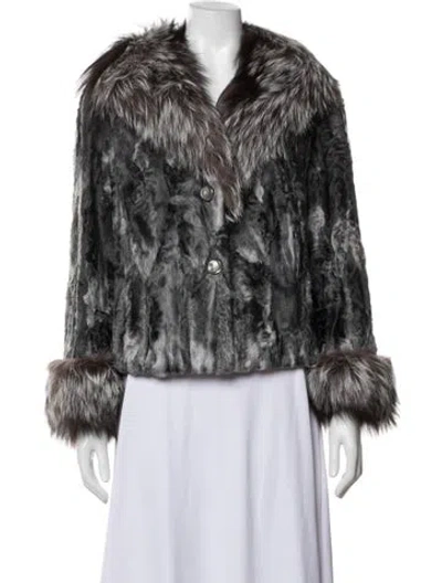 Pre-owned Neiman Marcus Faux Fur Jacket In Grey