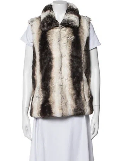 Pre-owned Neiman Marcus Faux Fur Patterned Vest In Neutrals