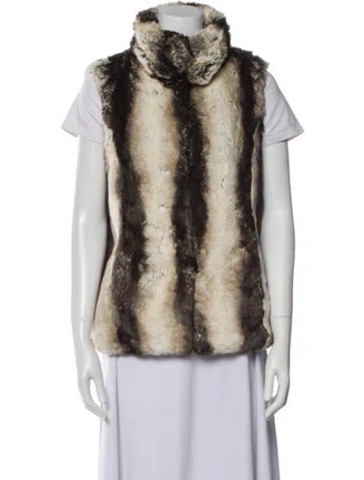 Pre-owned Neiman Marcus Faux Fur Printed Vest In Neutral