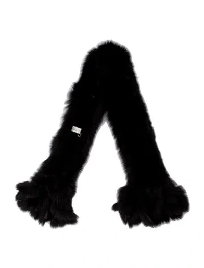 Pre-owned Neiman Marcus Faux Fur Scarf In Black