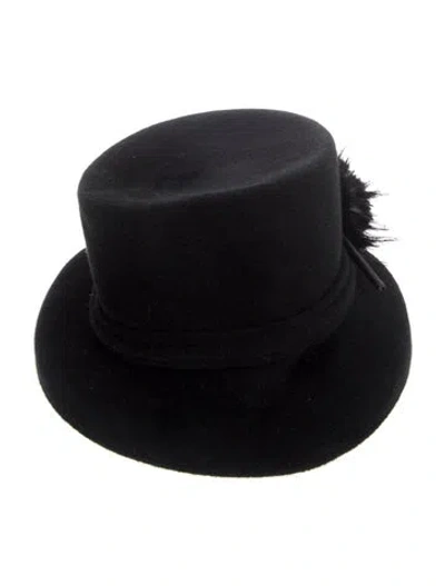 Pre-owned Neiman Marcus Feather Felt Top Hat In Black