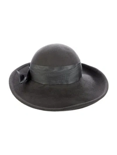 Pre-owned Neiman Marcus Felted Wool Wide Brim Hat In Gray