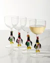 Neiman Marcus Figural Penguin 10 Oz. Wine Glasses, Set Of 4 In Multi