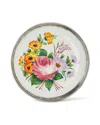 Neiman Marcus Floral Pewter & Ceramic Dinner Plate