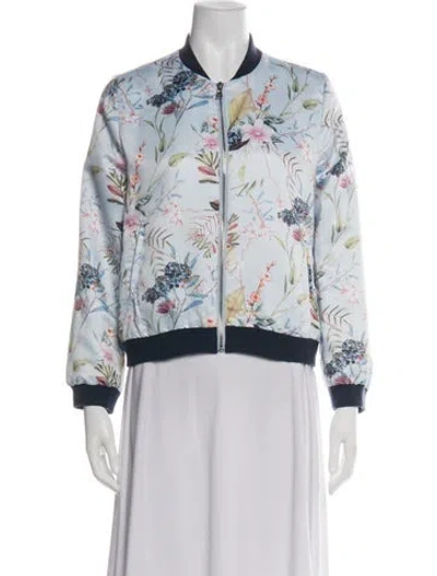 Pre-owned Neiman Marcus Floral Print Bomber Jacket In Multi
