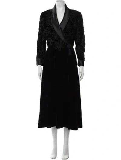 Pre-owned Neiman Marcus Floral Print Coat In Black/blue