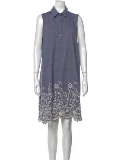 Pre-owned Neiman Marcus Floral Print Knee-length Dress In Blue