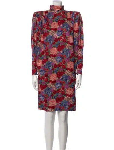 Pre-owned Neiman Marcus Floral Print Knee-length Dress In Multi