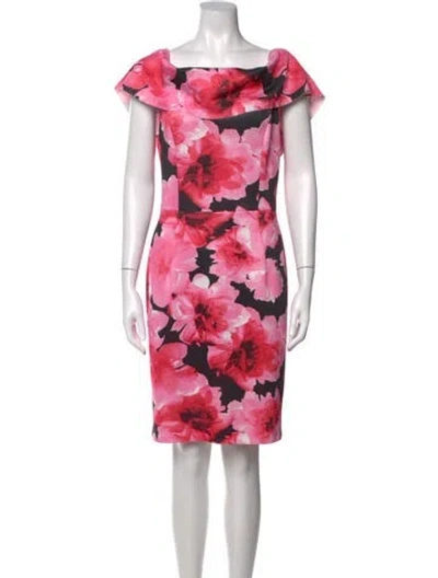 Pre-owned Neiman Marcus Floral Print Knee-length Dress In Pink
