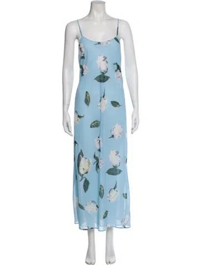 Pre-owned Neiman Marcus Floral Print Long Dress In Blue