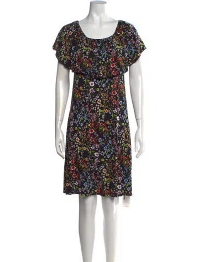 Pre-owned Neiman Marcus Floral Print Mini Dress In Black