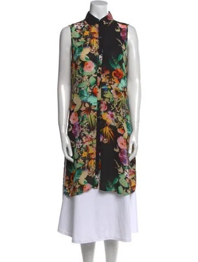 Pre-owned Neiman Marcus Floral Print Sleeveless Tunic In Multi