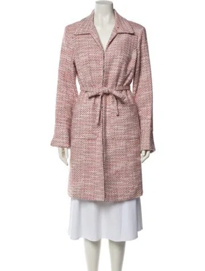 Pre-owned Neiman Marcus Floral Print Trench Coat In Pink