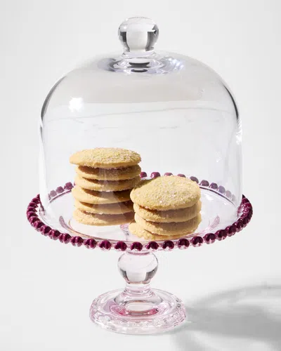Neiman Marcus Footed Dessert Plate With Dome In Pink