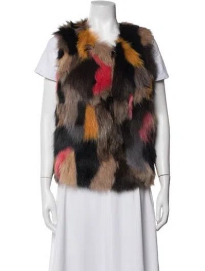 Pre-owned Neiman Marcus Fox Patterned Vest In Neutrals