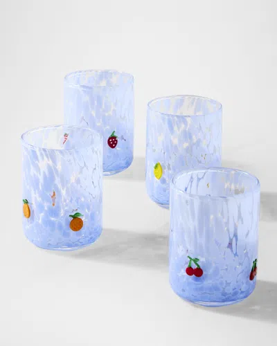 Neiman Marcus Fruity Fiesta 20 Oz. Tumblers, Set Of 4 In Blue